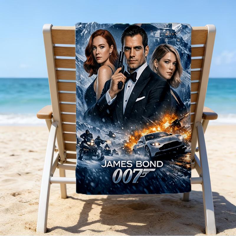 Ultra-Soft Beach Towel with 007 James Bond Theme,Ideal for Pool - Camping, Diving - Perfect Travel Essential, Vibrant Beach Towel.