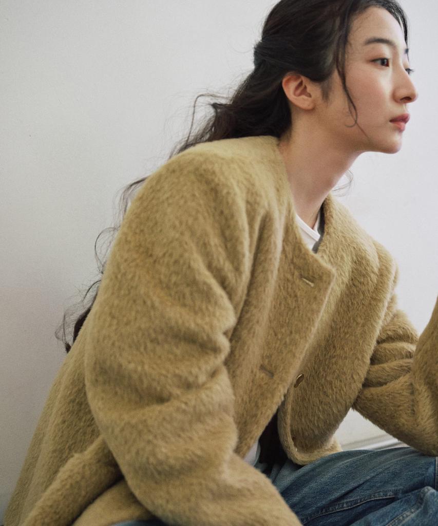 STEP AROUND Suri Arpaca Round Mid Jacket_Beige