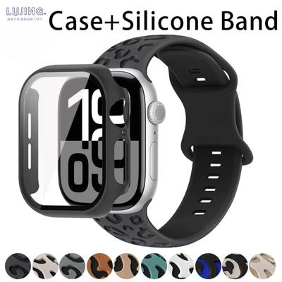 Ремешок-чехол 2в1 для Apple Watch 46 мм 44 мм 41 мм 41 мм 40 мм 38 мм 42 мм Чехол со стеклом для часов+Силиконовый браслет iwatch Series 11 10 9 8 7 6 5 4 SE3