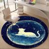 1PC Cosmic Cat Pattern Office Round Area Rug, Mat Suitable For Office, Under Office Chairs Bedroom Living Room Home Decor, Room Deco