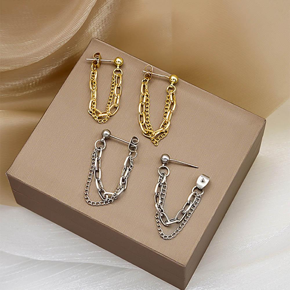 Punk metal Long Chain Earrings For Women Tassel Jewelry Simple Metal Stud Earring Boucle DOreille
