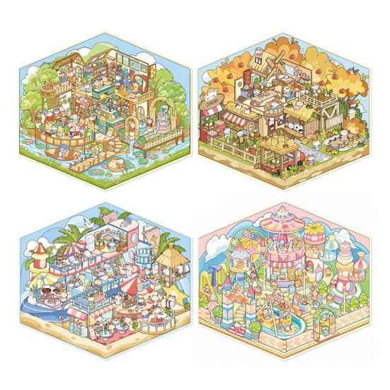 4 шт. DIY 3D наклейки для сцен, мультяшные кошки, наклейки для досуга для взрослых, подростков и детей, создайте свои собственные наклейки для сцен для снятия стресса