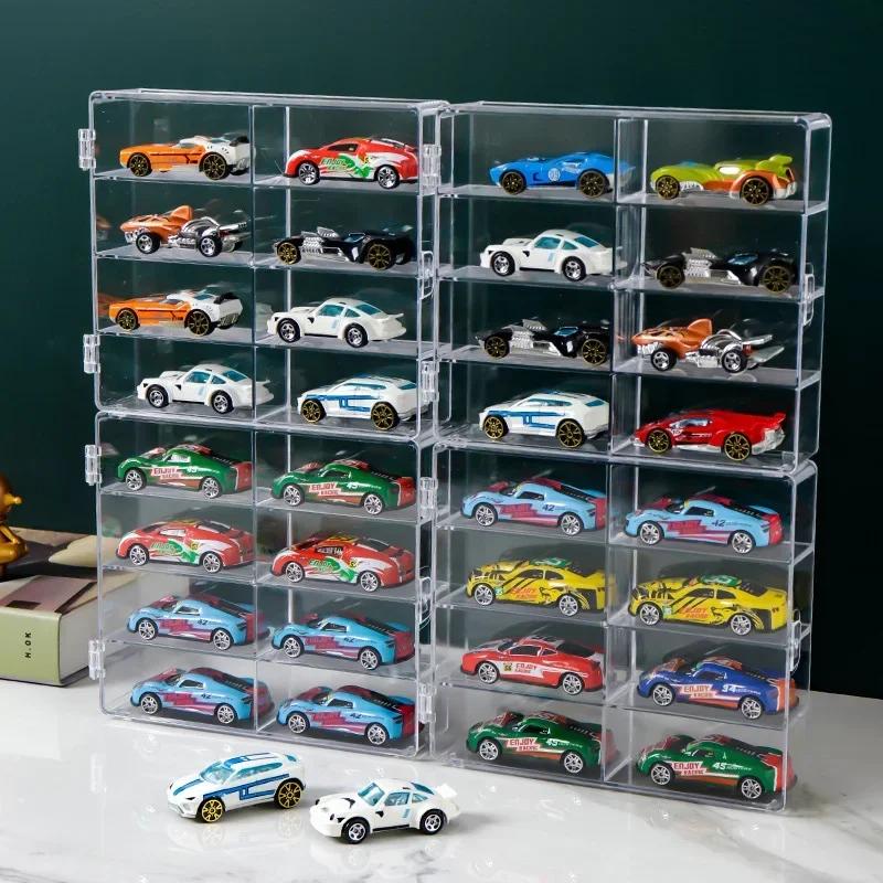 Акриловая витрина для автомобилей 1:64 Для модели автомобиля Hot Wheels Игрушка 8-ячеечная стойка-шкаф Пыленепроницаемые штабелируемые коробки для хранения автомобилей Прозрачные