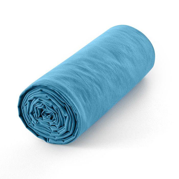 Drap housse 200 x 200 cm bonnet 30 cm "Prémium" pour lit 2 places King Size - Prémium Cyan