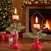 Desktop Christmas Decorations, Red Ironwork Christmas Candlesticks, Gift Items, Vintage Atmosphere Candle Cups