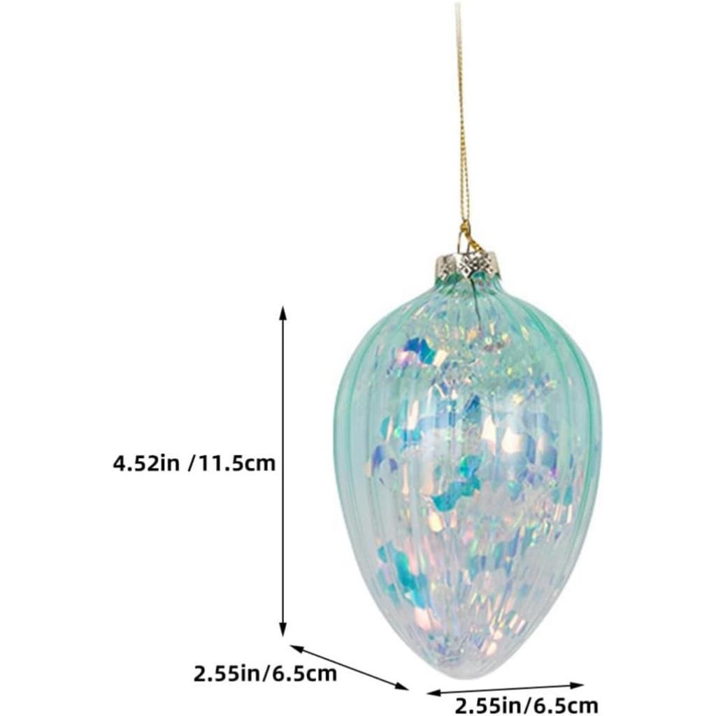 Glass Easter Egg Ornaments Stained Glass Easter Egg Ornaments Hanging Iridescent Ball Glitter Easter Eggs Pastel Egg Spring Tree Decorations,2pcs