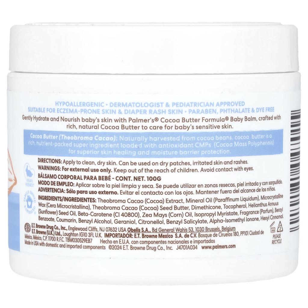 Palmer's, Infant, Cocoa Butter Formula® с витамином E, детский бальзам с маслом какао, 3,5 унции (100 г)