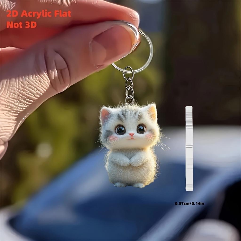 2D Acrylic Flat Cute Keychain, Pendant Lightweight Acrylic Key Ring Backpack Handbag Decoration