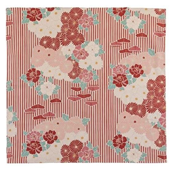 No Ren Furoshiki Medium 70cm (Retro Flower - Red) 100 Cotton Machine Washable