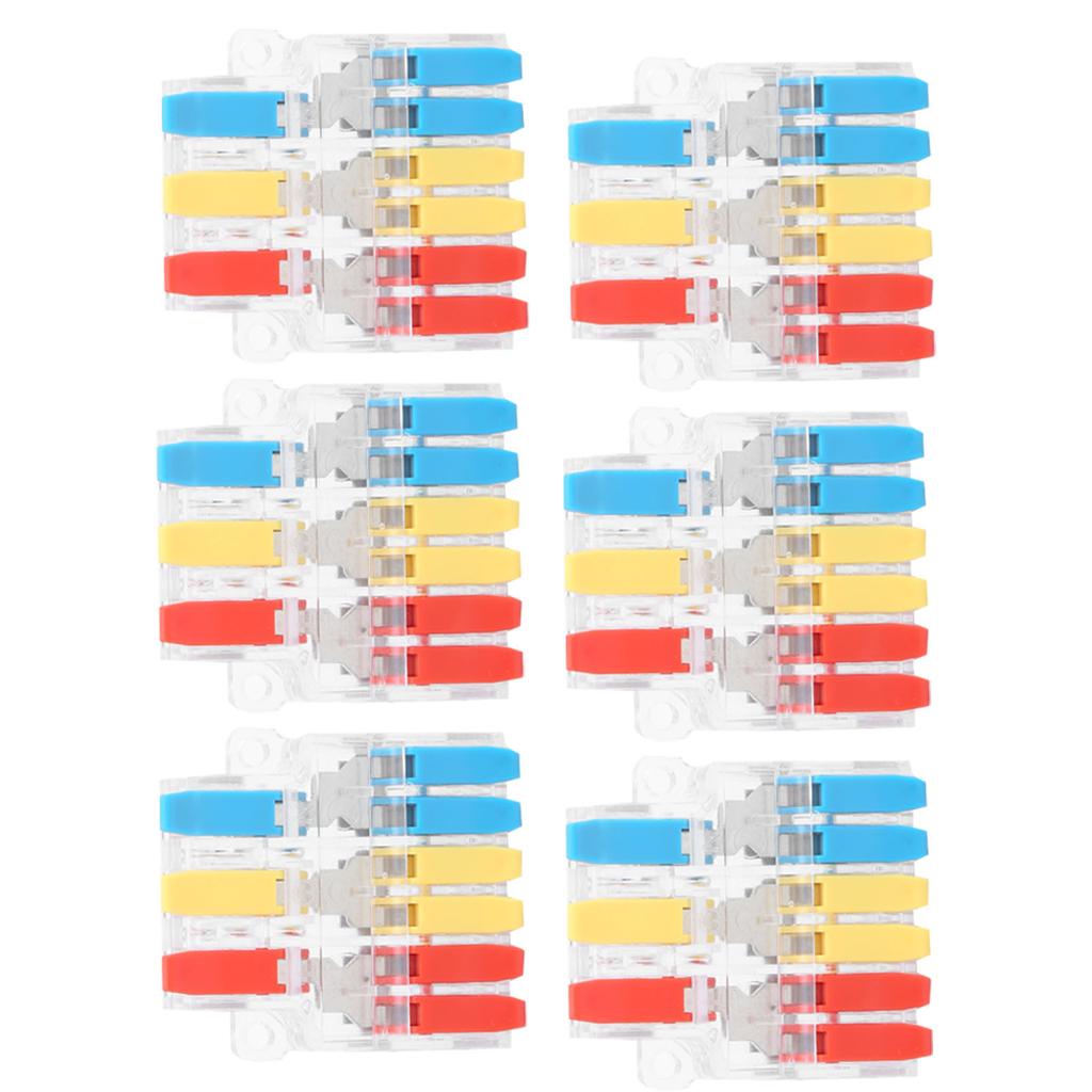 10 шт. клемм кабельного разъема прозрачный 3-входной 6-выходной зажим для провода LT-636 0,5-6,0 мм²