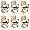Day and Night - Day and Night Folding Garden Chairs 6 Units and Cushions Solid Acacia Wood