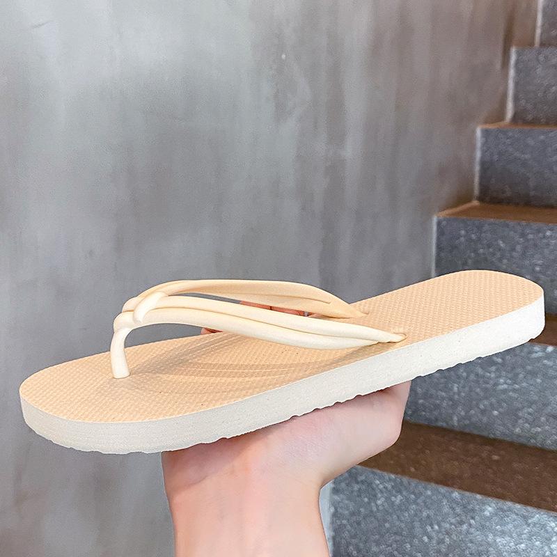 Ins Style Fashionable Simple Casual Flip-flops Women Summer Non-slip Bathing Pinch Feet Outside Wearing Flat Beach Cool Slippers Women