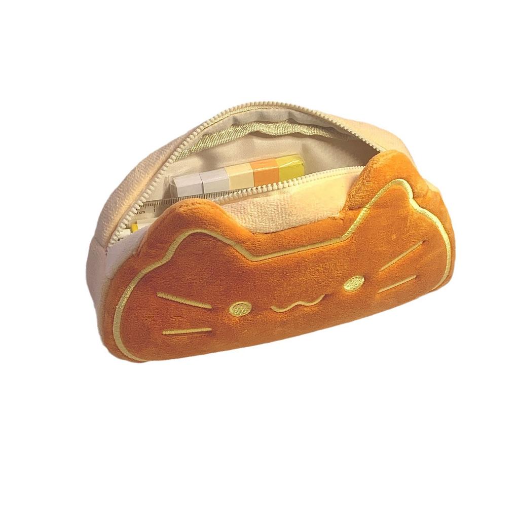 Стильный мультяшный пенал Милый карамельный кот Сумка для ручек Большая вместимость Прелестный плюшевый органайзер для карандашей с животными Школьные принадлежности 1 шт.