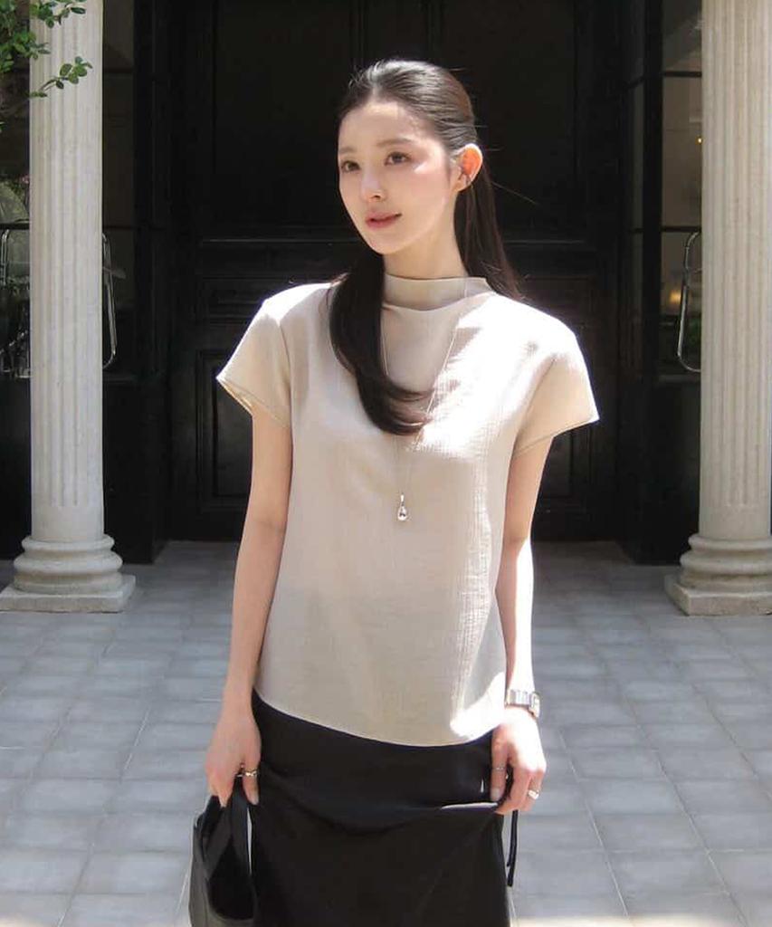 YUPPE Pleated Cap Shirt_Beige