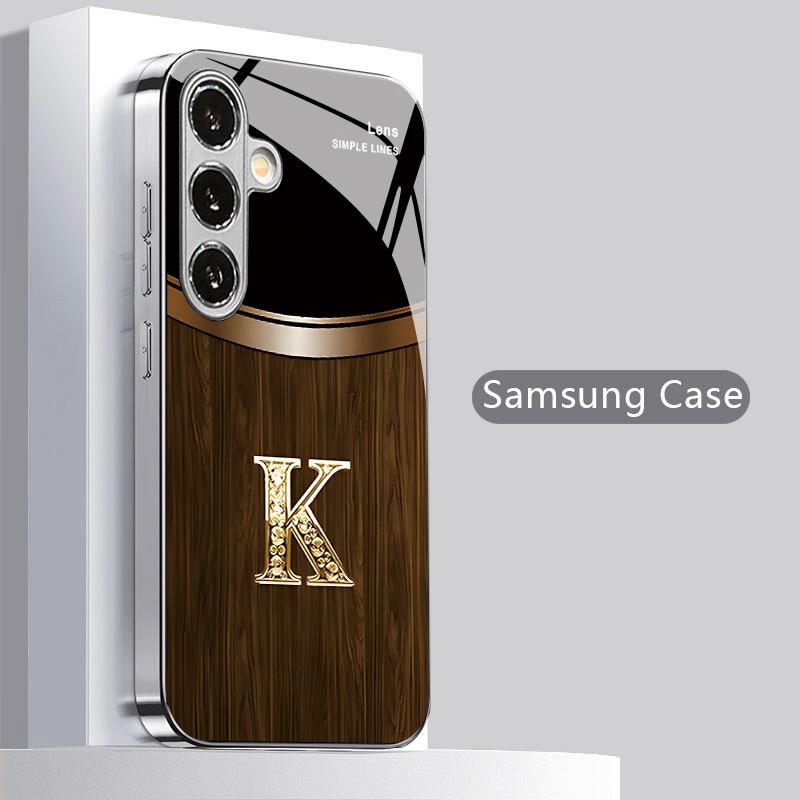 Чехол для телефона с 2D узором K Logo для Samsung Galaxy S26 S25 S24 S23 S22 S21 S20 A56 A36 A16 - Прозрачный Электроplated Стеклянный Защитный