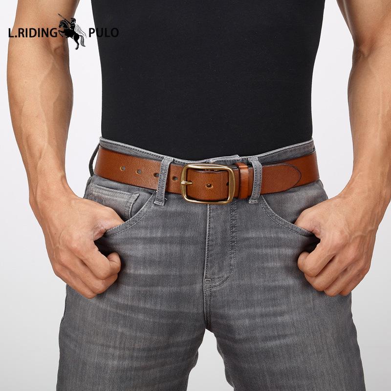 Genuine Leather Handmade First Layer Cowhide Belt Men's Retro Casual Personality Trendy Korean Version of The All-match Men's Jeans Belt