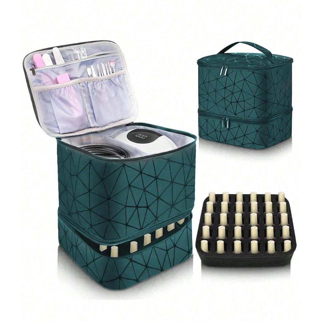 Dual-Layer Large-Capacity Cosmetic and Nail Polish Storage Bag