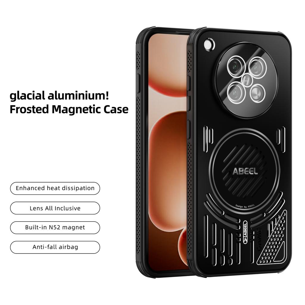 ABEEL For Oppo Find X8s 5G Magnetic Case Aluminium Alloy+PC+TPU Hollow Heat Dissipation Phone Cover