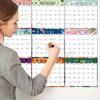 Большой настенный календарь 2025 года, двухсторонний, стираемый влажным и сухим способом, ежегодный планировщик, ламинированное расписание с маркером, клей для домашнего офиса, класса