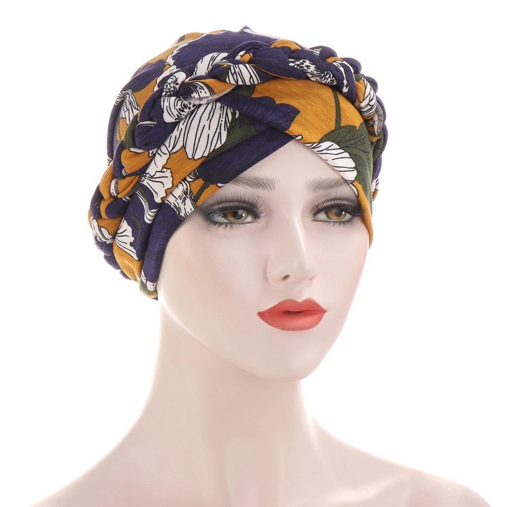Elastic Women Tie Dye Braid Turban Hat Hijab Hair Scarf Headwear