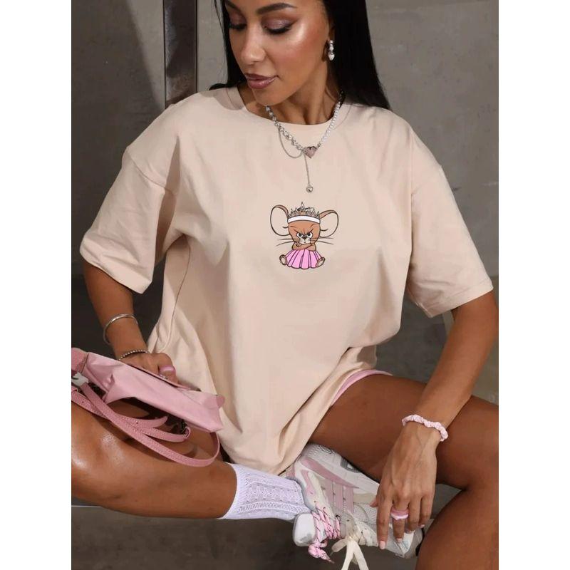 Fashionable Printed Cotton T-shirt Western Style Loose Print Short Sleeve T-shirt Top