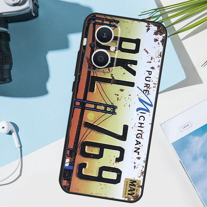 Retro Funny License Plate Cover For OPPO Reno 14 F 12 11 10 13 Pro 11F 12F 13F 7 8 Lite OPPO Find X8 X6 X5 X9 Pro Case