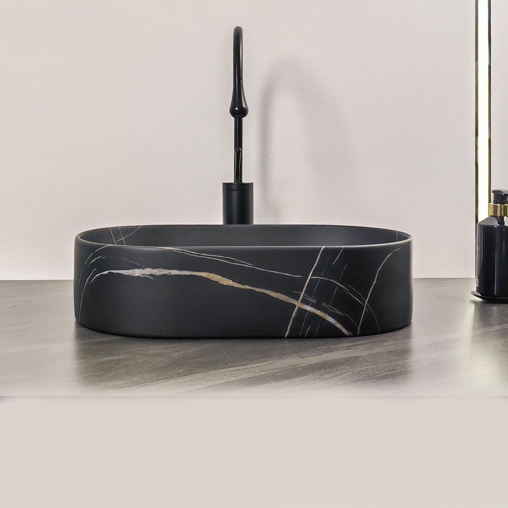 Bathroom Counter Top Ceramic Sink Rectangular Lavatory Porcelain Oval Wahsbasin