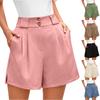 Women's Fashion Summer Solid Color High Waist Side Slit Pocket Casual Shorts