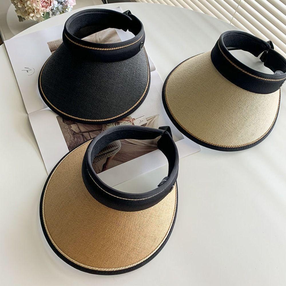 Летние козырьки с открытым верхом, с широкими полями, защита от УФ-лучей, повседневные солнцезащитные шляпы, пляжная шляпа, соломенная шляпа