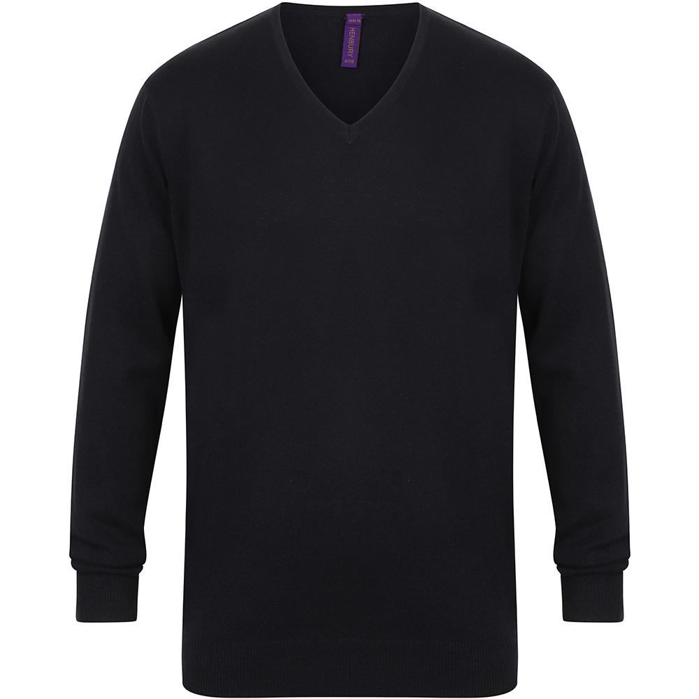 Henbury Мужской джемпер/толстовка с v-образным вырезом тонкой вязки 12 калибра