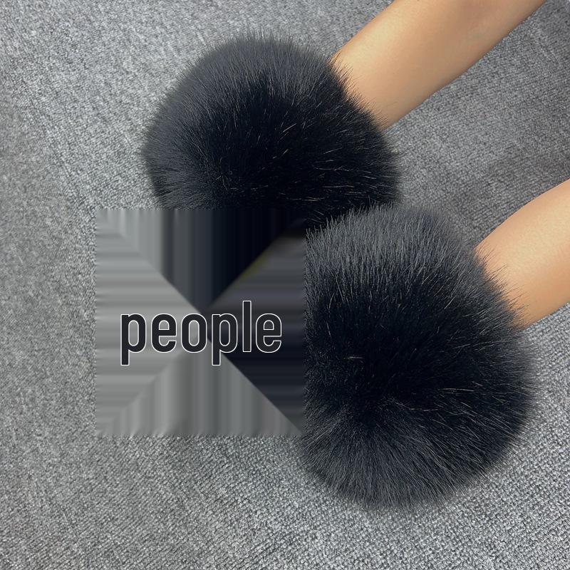 Женские митенки из искусственного кроличьего и лисьего меха с плотными манжетами