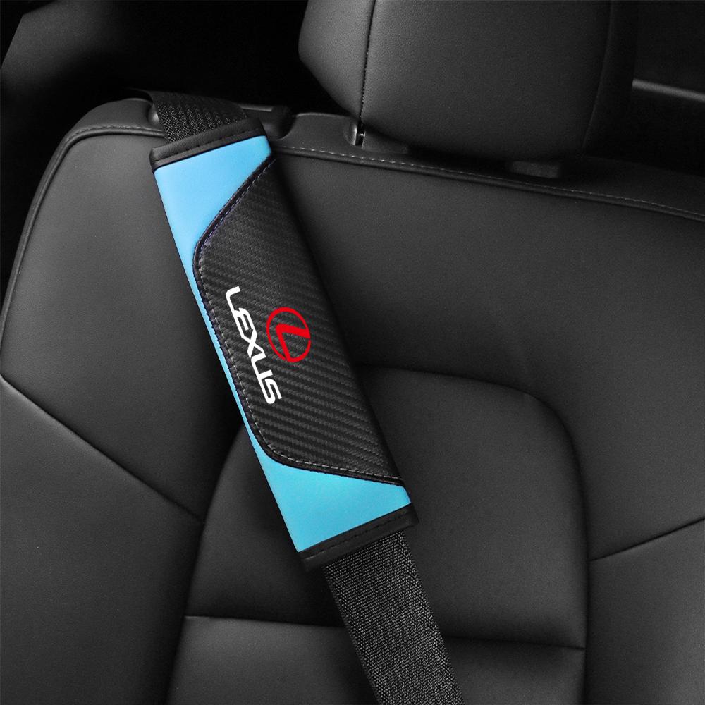 Interior Stickers 2Pcs Leather Car Cotton Seat Belt Pads Safety Shoulder Mat Accessories For Lexus LS LC IS350 ES300h ES300 IS25