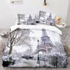 Париж Эйфелева башня тематический комплект пододеяльников для пар городской пейзаж покрывало романтическое полиэстеровое покрывало розовый цветочный король