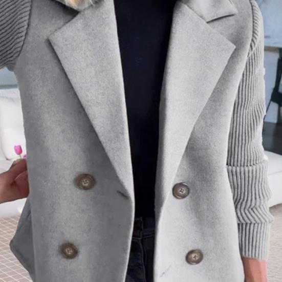 Женское двубортное шерстяное пальто-бушлат с лацканами с вырезом, трикотажной резинкой, длинными рукавами, короткий пиджак-блейзер, осенняя верхняя одежда