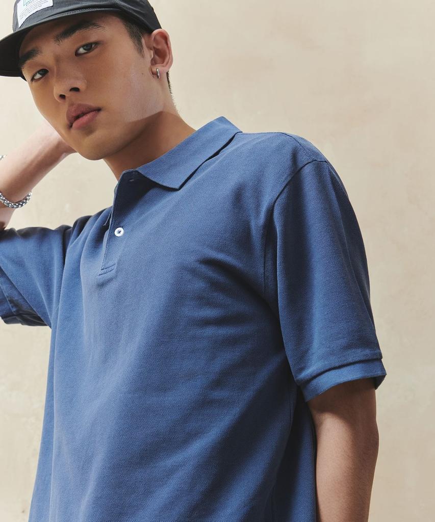 DISCUS ATHLETIC Pique Regular Fit Blank Polo Shirt Washed Navy