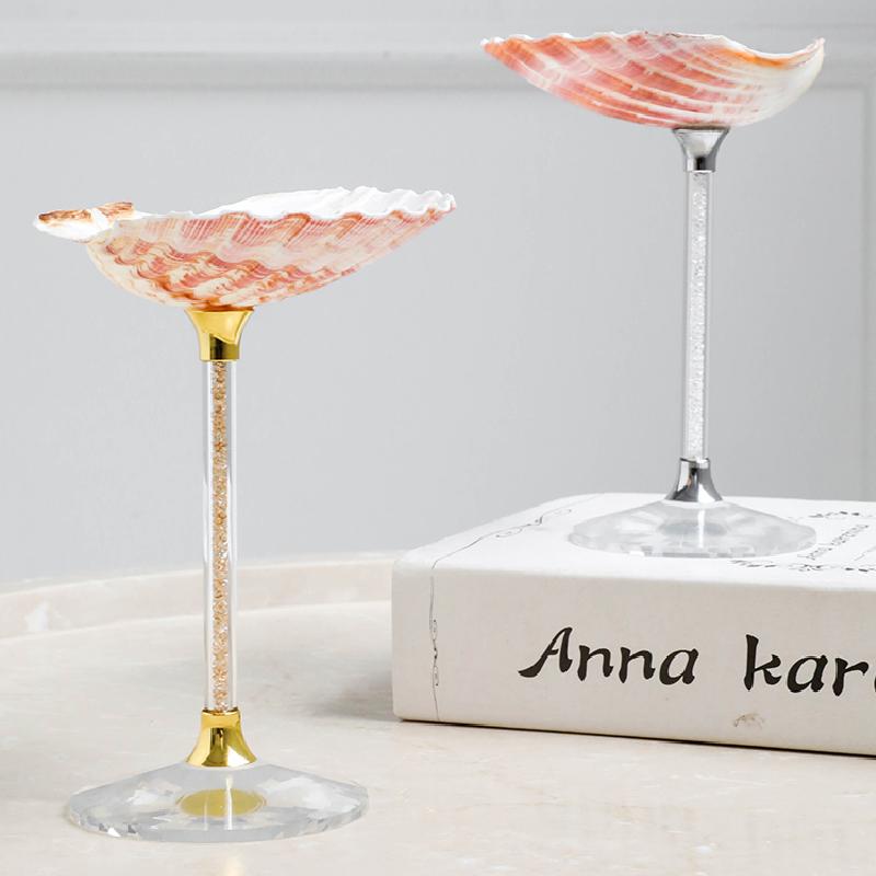 Luxury Tall Glass Natural Conch Fan Shell Glass Creative Personality Red Wine Glass Home Decoration Cocktail Mug Exquisite Gift