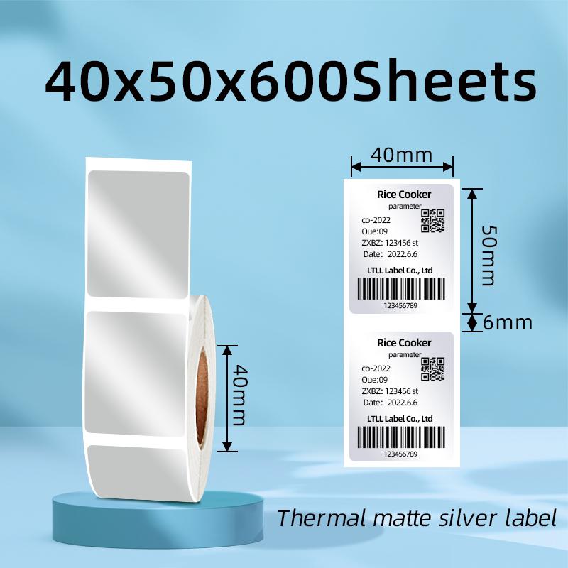 Direct Factory Customized PET Thermal Matte Silver Adhesive Labels-Waterproof Tear-Resistant Oil Proof Free Promotion Grocery