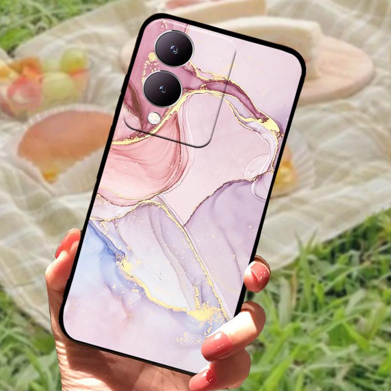 Чехол для Vivo Y17s Модный Мультяшный Черный Силиконовый Мягкий Задний Чехол-Крышка Для Vivo Y17s Чехол для Телефона 6.56" Y 17 s Funda Coque