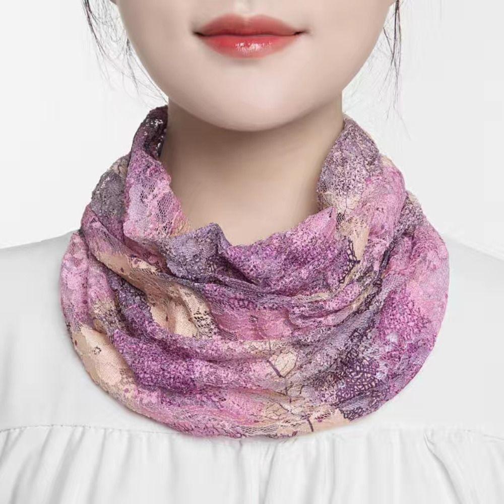 Floral Silk Scarf Ice Silk Neck Guard Scarf Summer Veil Women