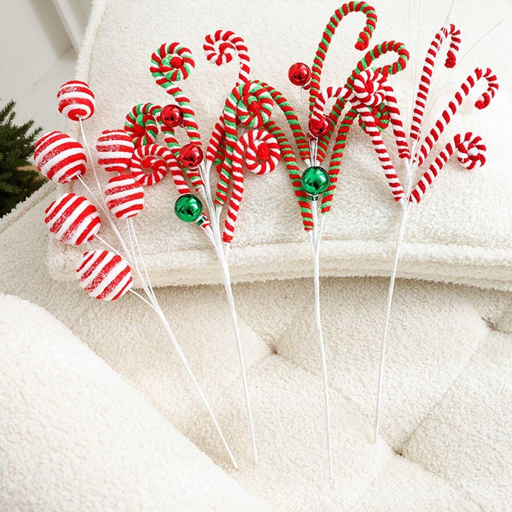 Lifelike Artificial Candy Cane Branches Handmade Xmas Tree Garland Ornaments Xmas Decor