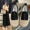 Spring 2024 New Thick-soled Sequined Fisherman Shoes Tide Korean Version of Versatile Height-increasing Women's Single Shoes Fashion Loafers Tide