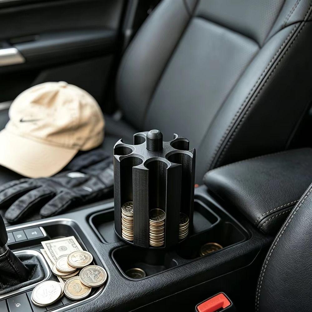 3D Printed Car Coin Organizer 7 Slots Coin Storage Box Cylindrical Coin Holder Vehicle Console