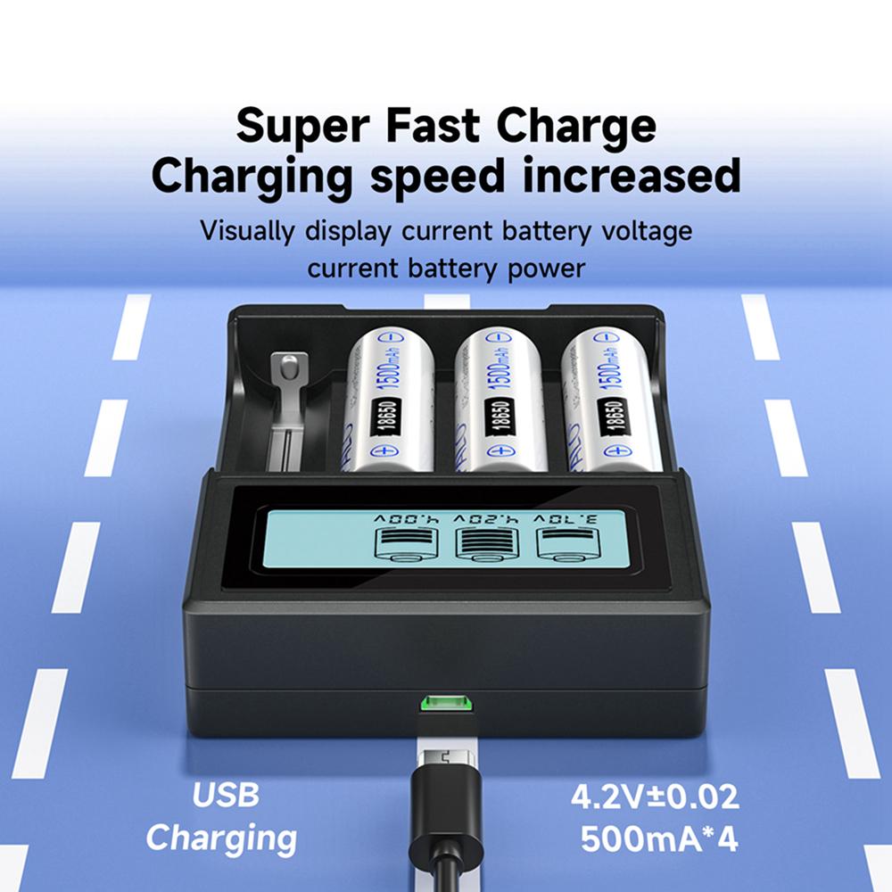 PALO Зарядное устройство 3,7 В 18650 1500 мАч, литий-ионный аккумулятор, независимая USB зарядка, портативное электронное зарядное устройство 18350 16340 14500