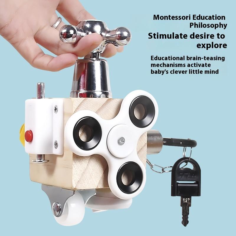 Монтессори Развивающий куб Мультисенсорная обучающая игрушка Тренировка мелкой моторики у детей Захват рукой Портативный брелок-инструмент