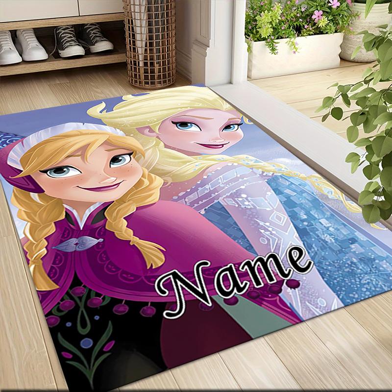 Custom Name Elsa's Magical Frost Carpet Rug Customizable Soft Washable Anti-Slip Home Living Room Sofa Mats Personalized Rug. 0909278
