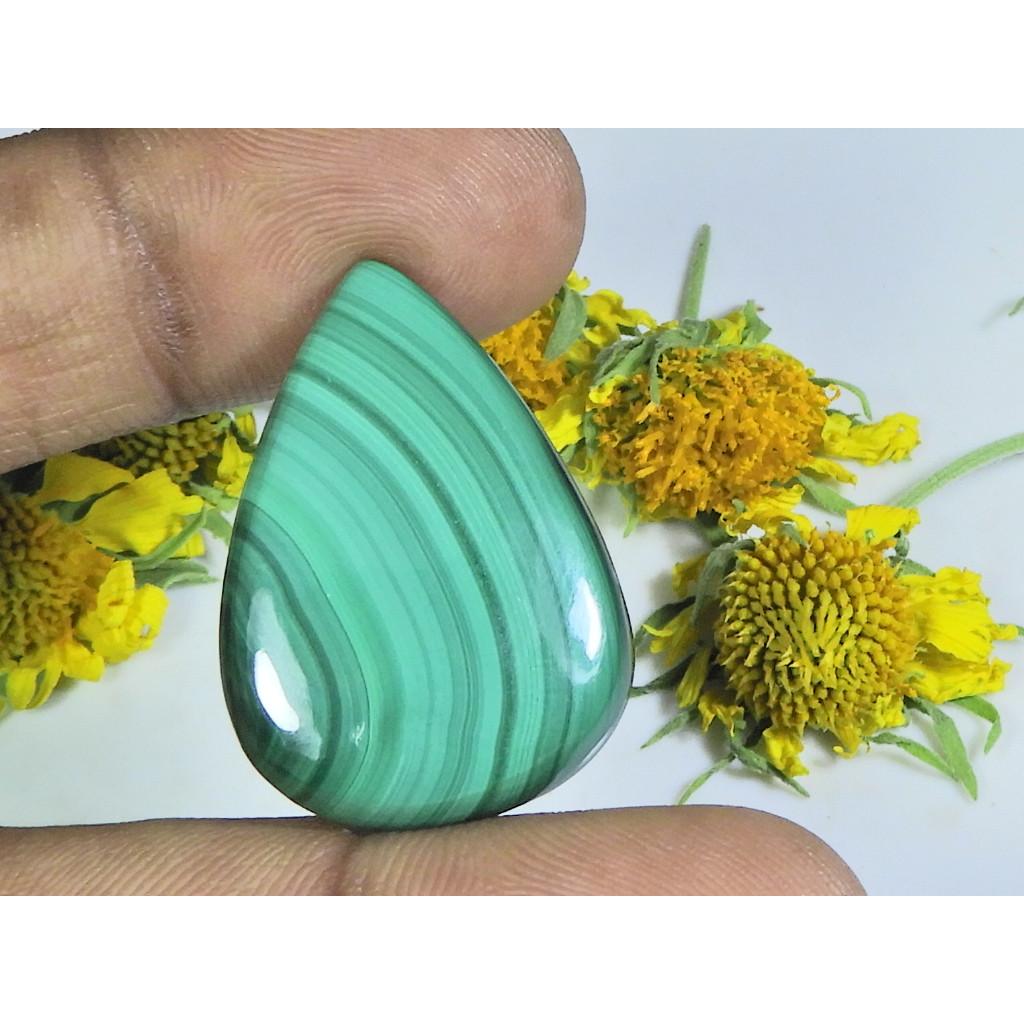 AA++ Natural Green Malachite Pear Cabochon Loose Gemstone 21X32X04MM 37Cts. D-08