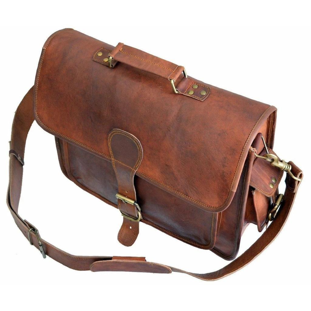 Men's Vintage Leather Messenger Briefcase Satchel Laptop Office Shoulder Bag