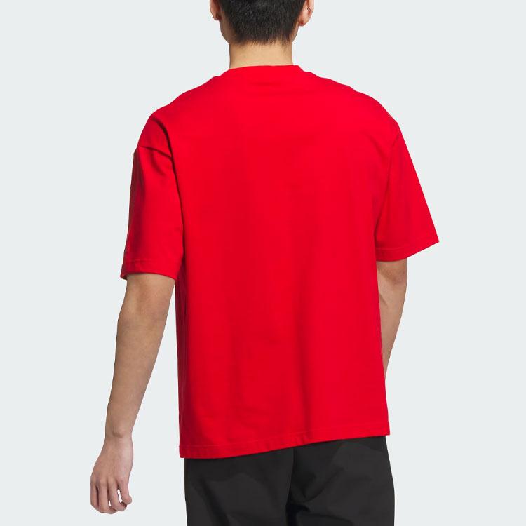 Adidas Year Of The Dragon CNY Series Embroidered Sports Round Neck Short Sleeve T-Shirt Men Tops Light-Crimson JE6105