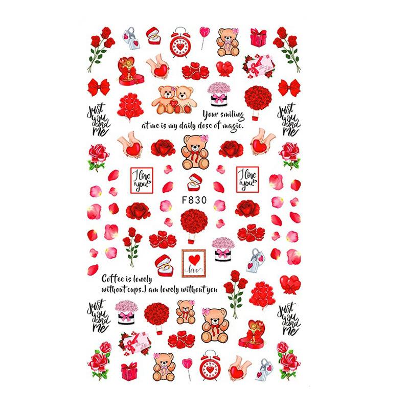 Nail Art Stickers Ins Valentine's Day Love English Letters Cupid's Arrow Rose Adhesive Stickers