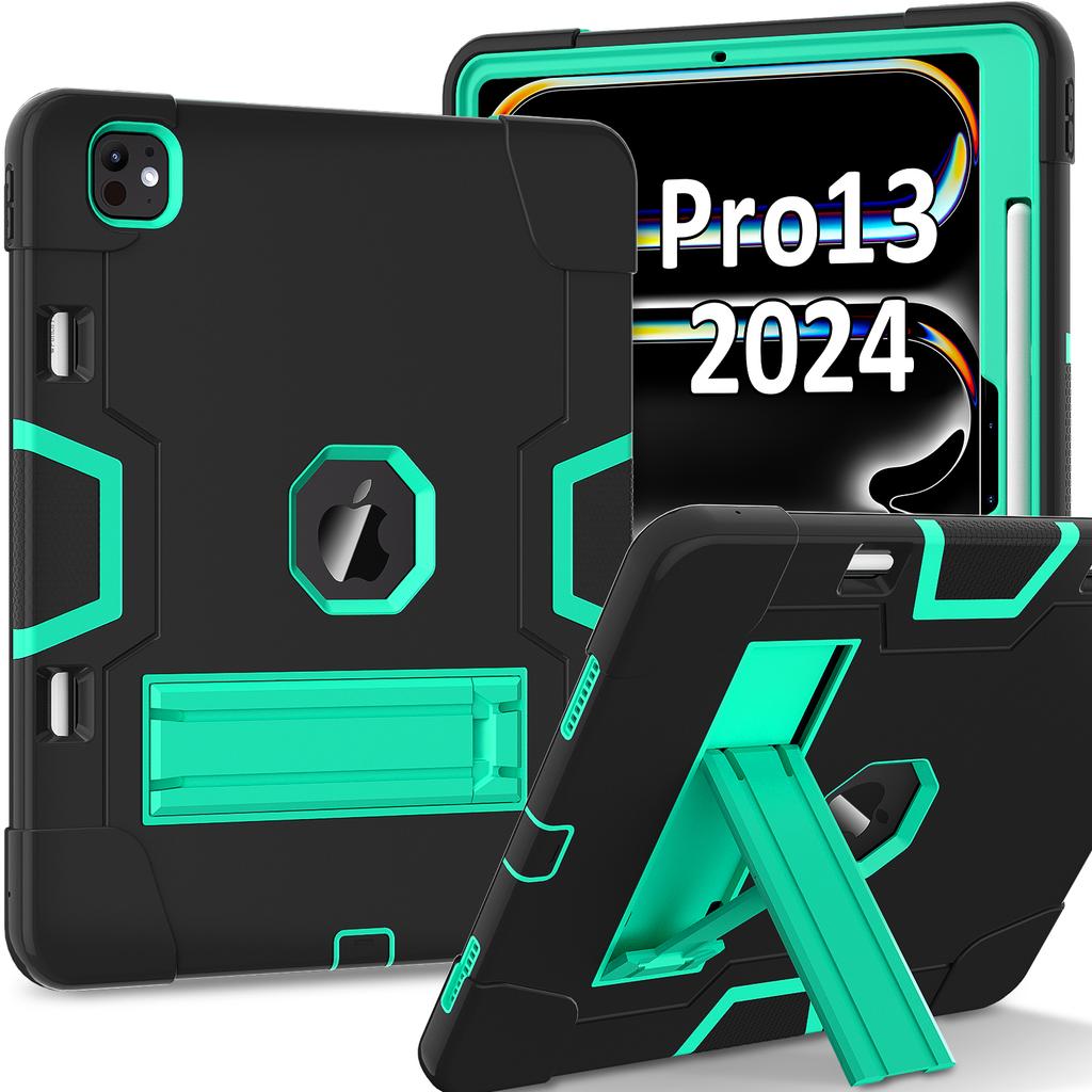 Для iPad Про 13 (2025)/13 (2024) Чехол-планшет в стиле робота, силикон + ПК, с подставкой